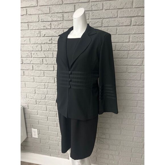 Positive Attitude Petite Black Ribbon Detail Dress And Jacket Set Size 12P - Picture 11 of 14